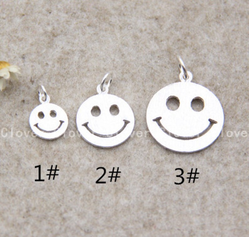 Sterling Silver Smiley Face Charms 925 Silver Happy Face Charm Etsy