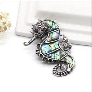 50mm Natural rainbow abalone shell sea horse pendant ( pendant only)