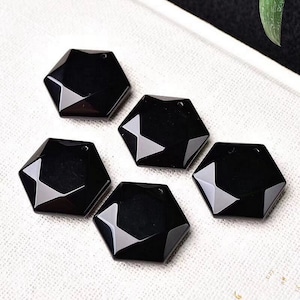 25mm Natural faceted black obsidian Hexagram gemstone pendant bead