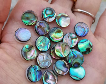Natural abalone shell round double flat gemstone CAB small cabochon 10mm 12mm 15mm 20mm