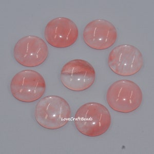 10 peças de cabochão redondo de quartzo cereja com parte traseira plana CAB 4 mm 6 mm 8 mm 14 mm 16 mm 18 mm 20 mm 25 mm