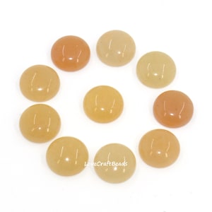 10pcs Natural Yellow Jade Round Gemstone Flatback CAB Cabochon 6mm 8mm 10mm 12mm 14mm 16mm 18mm 20mm 25mm