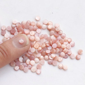 4mm 10pcs Natural pink mother of pearl MOP shell round flatback gemstone CAB mini cabochon
