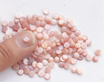 Cabujones de nácar rosa natural: piedra preciosa redonda de 4 mm con base plana (10 unidades)