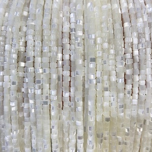 4mm Natural white mother of pearl mop shell heishi rondelle tube gemstone loose beads strand 16"