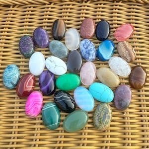 2pcs 30x20mm Crystal Cabochon Oval Flatback Gemstone CAB For Jewelry Making Rose Quartz Amethyst Banded Agate Howlite Tiger eye Labradorite