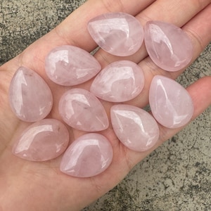 10pcs Natural Rose Quartz Teardrop Flatback Gemstone CAB Cabochon 14mm 16mm 18mm 20mm 25mm