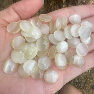 10 cabochons CAB cabochons oeil de chat blancs 12 mm, pierres précieuses rondes