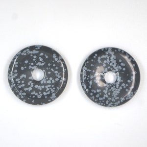 30mm Natural snowflake obsidian round donut focal pendant bead