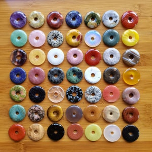 12pcs / 24pcs Wholesale 30mm mixed gemstone round donut focal pendant beads DIY For Jewelry Making