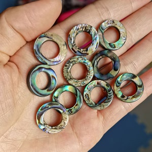 10pcs Natural abalone shell donut round loose beads 10mm 15mm 18mm 20mm