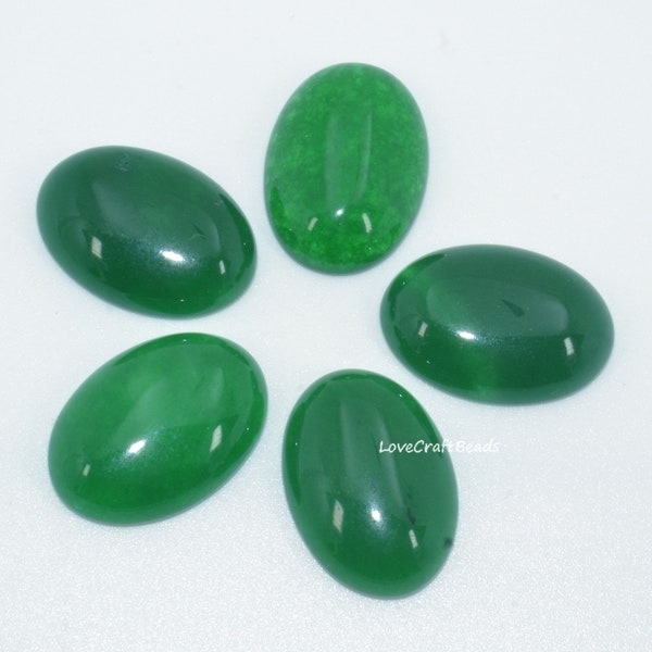 10 pièces Cabochon CAB à dos plat en jade vert ovale, pierres précieuses, 10 mm 14 mm 16 mm 18 mm 20 mm 25 mm 30 mm