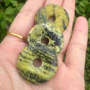 Natural Australian Jade Donut Pendant Bead - 30mm Gemstone Focal