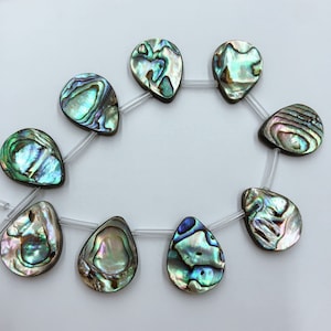 14mm / 18mm 10pcs Natural rainbow abalone shell teardrop gemstone loose beads Side drilled