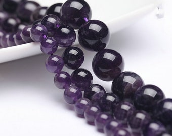 Natural A Grade Amethyst Gemstone Loose Beads Strand 16" 6mm 8mm 10mm 12mm