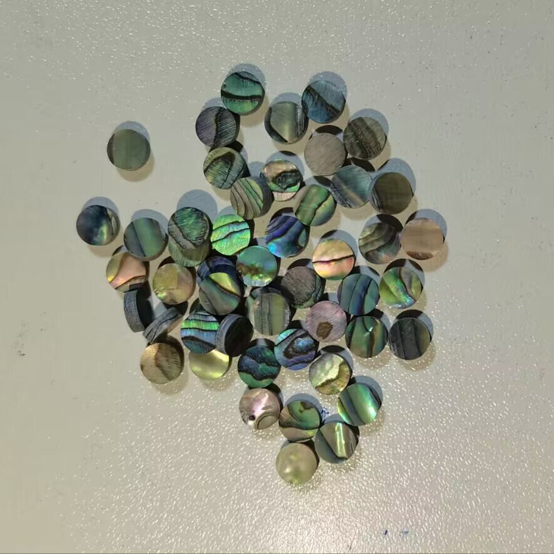 6mm Natural Double Abalone Shell Round Flat Coin Slice Gemstone CAB ...
