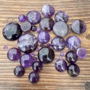 10pcs Natural Amethyst Gemstone Cabochons: Round Flatback Cabs (4-25mm)
