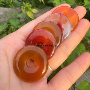 30mm Natural red orange agate round donut focal gemstone pendant beads wholesale for jewelry making