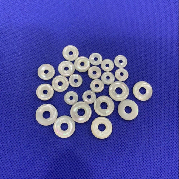 10pcs Natural mother of pearl MOP shell round donut pendant bead 8mm 10mm 12mm 15mm