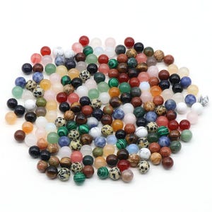 8mm Natural Gemstone Sphere, Round chakra Undrilled Crystal Beads No hole Small Gemstone Ball Rose quartz Amethyst Lapis Red agate Fluorite