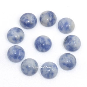 10 peças Natural Blue Spot Jasper Rodada Gemstone Flatback CAB Cabochão para fazer joias 4 mm 6 mm 8 mm 10 mm 12 mm 14 mm 16 mm 18 m 20 mm