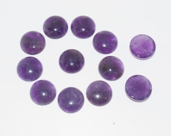 10pcs Natural Amethyst Round Gemstone Flatback CAB Cabochon 4mm 6mm 8mm 10mm 12mm 14mm 16mm 18mm 20mm 25mm