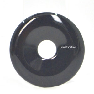Perle pendante ronde en forme de beignet ronde en agate noire naturelle de 30 mm