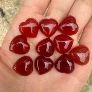Cabochão CAB com pedra preciosa de ágata vermelha natural de 15 mm e 10 peças para fabricação de joias