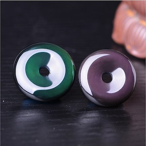 30mm Natural rainbow obsidian round donut focal gemstone pendant bead