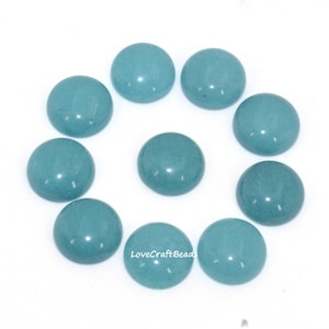 10 peças de jade azul tingido redondo com fundo plano CAB cabochão de pedra preciosa 4 mm 6 mm 8 mm 10 mm 12 mm 14 mm 16 mm 18 mm 20 mm 25 mm