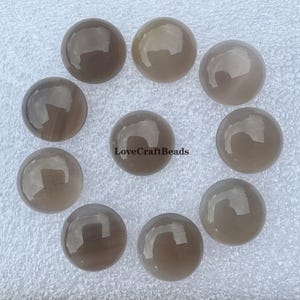 10pcs Gray Agate Gemstone Cabochons: Round Flatback, Natural Stone