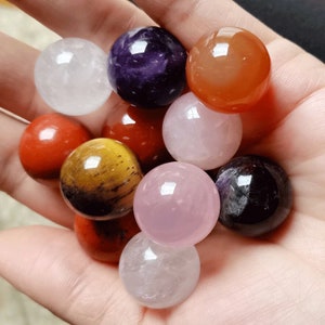 10pcs 18mm Natural gemstone sphere, Chakra Crystal Round Undrilled ball, No hole Amethyst Rose Clear quartz Tiger eye Red agate red jasper