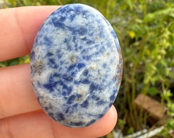 40 x 30 mm Naturale Blu Spot Jasper Pietra Preziosa Ovale Flatback CAB Cabochon