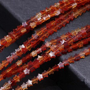 4mm Red agate charm star DIY crystal gemstone loose beads strand 16"