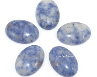10 pezzi di cabochon di diaspro blu a macchie: pietre preziose ovali naturali piatte per gioielli da 8 a 40 mm
