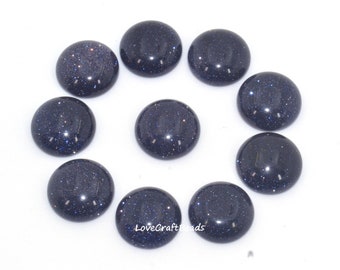 10pcs Blue Sandstone Goldstone Round Flatback CAB Cabochon 4mm 6mm 8mm 10mm 12mm 14mm 16mm 18mm 20mm 25mm