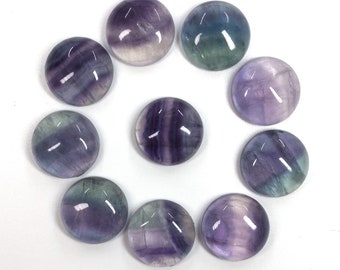 10pcs Natural Rainbow Fluorite Round Flatback Gemstone Crystal CAB Cabochon 6mm 8mm 10mm 12mm 14mm