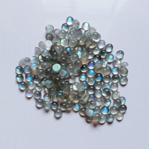 6mm 10pcs Natural Charm Blue Labradorite Round Gemstone Flatback CAB Cabochon