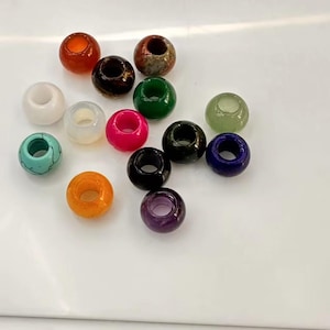 12 mm Edelstein Perlen: Großes Loch DIY Schmuckherstellung (5 mm Loch) - 10 Stk