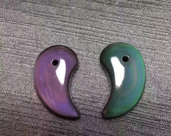 Pingente de obsidiana arco-íris natural magatama de 29 mm