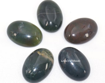 25mm Natural Multi-color Indian Agate Oval Flatback Gemstone CAB Cabochon