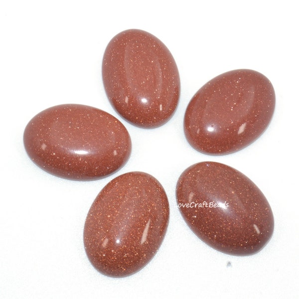 25mm Golden Sandstone Goldstone Oval Flatback Gemstone CAB Cabochon