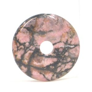 30mm Natural matrix rhodonite round donut focal gemstone pendant bead
