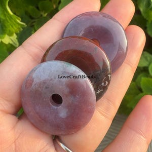 30mm Natural red Indian agate gemstone donut focal pendant beads 1pc / 5pcs / 10pcs