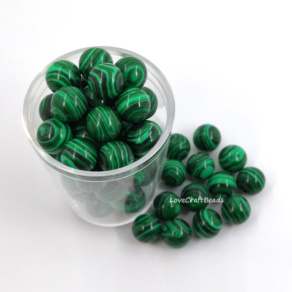 10pcs 8mm / 10mm / 12mm Green malachite sphere, Round sphere, gemstone sphere, No hole small sphere,Mini ball