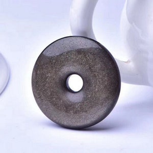 30mm Natural golden obsidian donut gemstone pendant bead