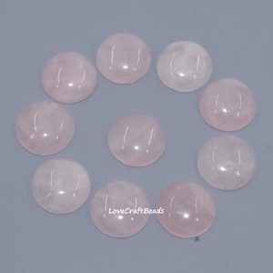 10 peças de quartzo rosa natural redondo com fundo plano CAB cabochão de pedra preciosa 4 mm 6 mm 8 mm 10 mm 12 mm 14 mm 16 mm 18 mm 20 mm 25 mm