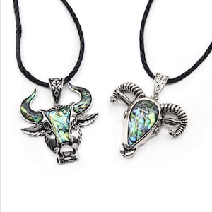 Natural rainbow abalone shell cow head sheeps head pendant ( pendant only)