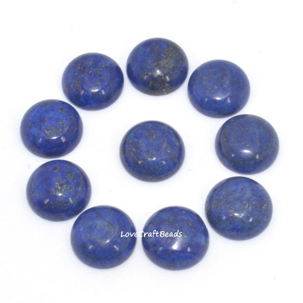 10pcs Blue Lapis Lazuli Round Flatback CAB Cabochon 6mm 8mm 10mm 12mm 14mm 16mm 18mm 20mm 25mm 30mm