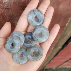 30mm Natural labradorite round donut gemstone focal pendant bead